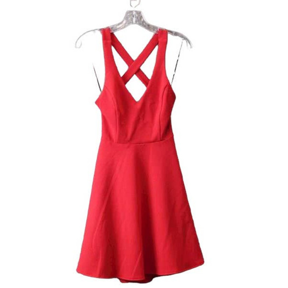 NWT Lulu's Katrina Red Strappy Backless Skater Dress Size Small - Picture 6 of 7